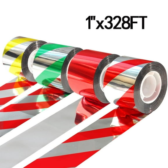 4 Rolls Bird Scare Tape, 1''x328FT Spiral Double Sided Repellent Deterrent Reflective Tape for Scaring Drive Birds and Animal Away from House Garden