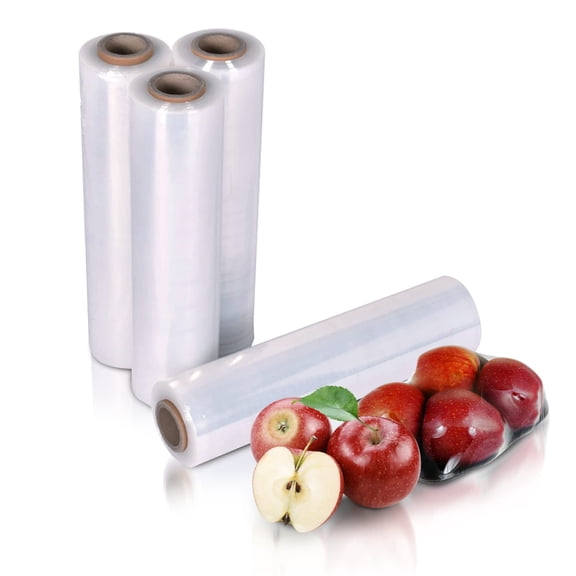 Clear Blown Hand Stretch Film, 80 Gauge Industrial Wrap, 4 Rolls, 12 in x 1500 ft