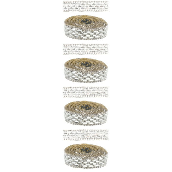4 Rolls Burlap Lace Ribbon Glass Rhinestone Band Clothing Accessory