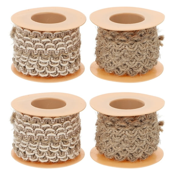 4 Rolls Burlap Ribbon Bride Bouquets for Wedding Rope Lace Clothing Gift Box