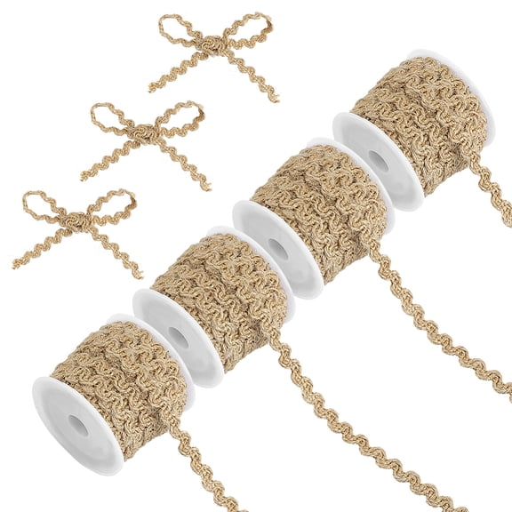 4 Rolls Burlap Ribbon Jute Fabric Ribbons Rustic Twine 8mm Wide Woven Craft Ribbons DIY