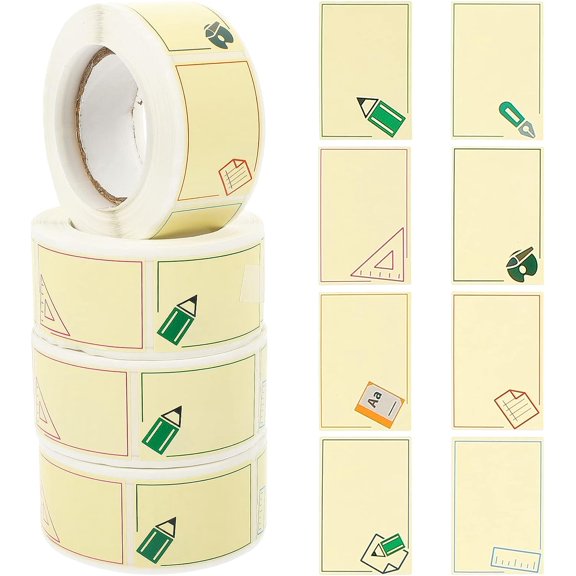4 Rolls Cartoon Name Label Stickers Self-Adhesive Name Labels Kindergarten Name Tags