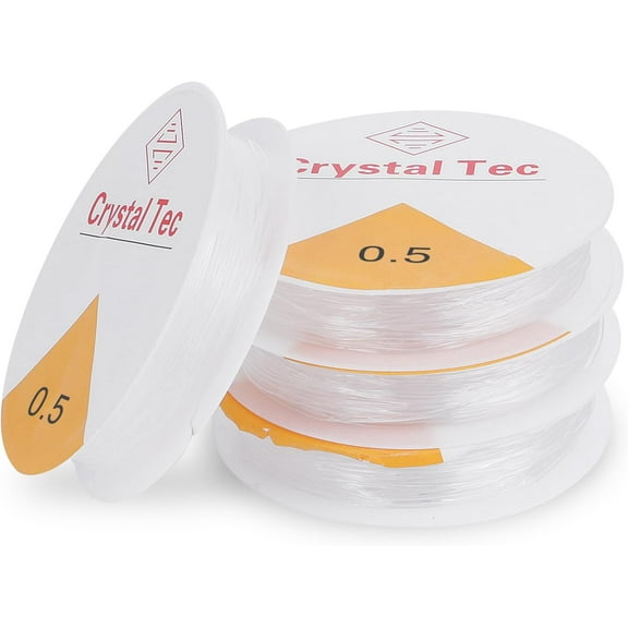 4 Rolls Clear Elastic String, 0.5mm Elastic Bead Thread Transparent Bracelet String Elastic Beaded String for Bracelet Making Clear Stretchy String for DIY Jewelry Necklace Bracelet Making