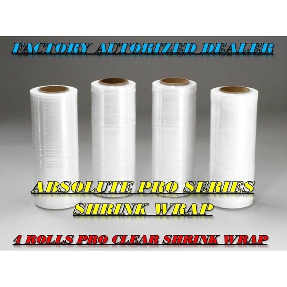 4-Rolls Clear Shrink Wrap Plastic Stretch Film 18" Wide x 1500 SQ. Ft. 80 Gauge
