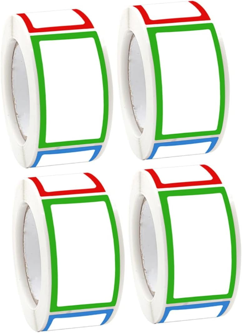4 Rolls Color Blank Stickers Blank Gift Tags Labels for Storage Bins