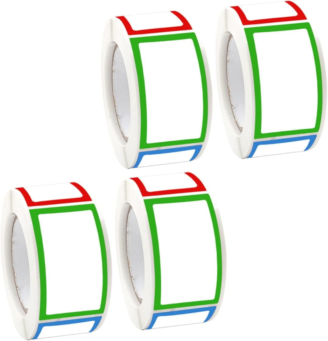 4 Rolls Color Blank Stickers Removable Labels Sticker Sheets for Blank