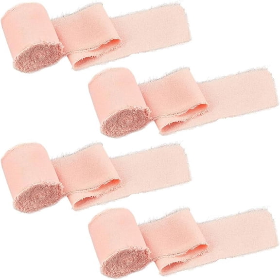 4 Rolls Cotton Ribbon 1-5/8 Inch×5.47 Yards Handmade Frayed Ribbons Frayed Fringe Fabric Ribbons Cotton Raw Edge Ribbon for Gift Wrapping Bowknot Making Garment Accessories Misty Rose