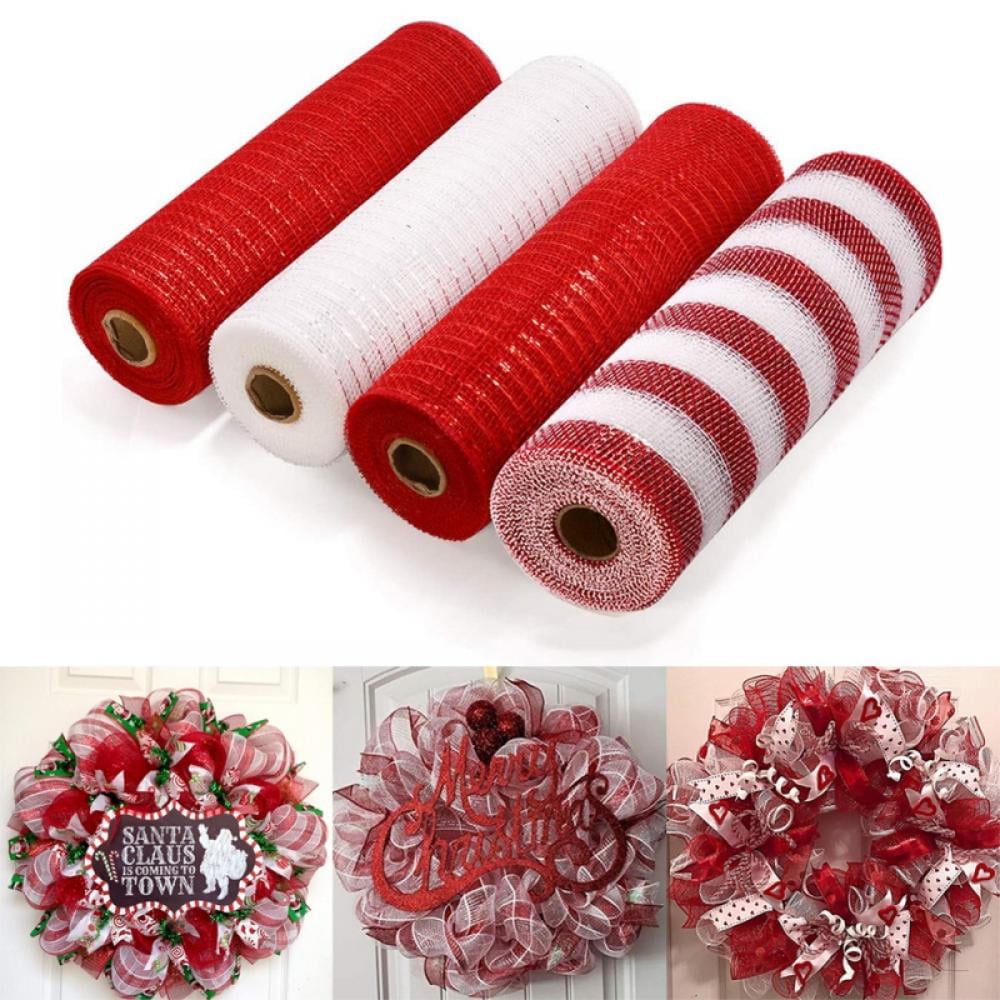 4 Rolls Deco Poly Mesh Ribbons, Metallic Foil, Christmas Holiday ...