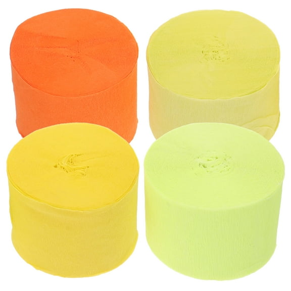 LULULION Fluorescent Yellow Crepe Paper Streamers Crinkle Design 4 Rolls 2.6x2.6x1.8in