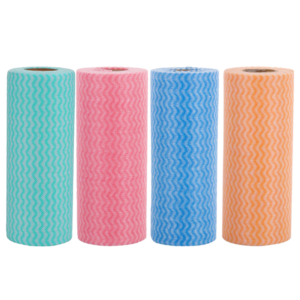 4 Rolls of Disposable Dishcloth Kitchen Washing Cloth Nonwoven Fabrics