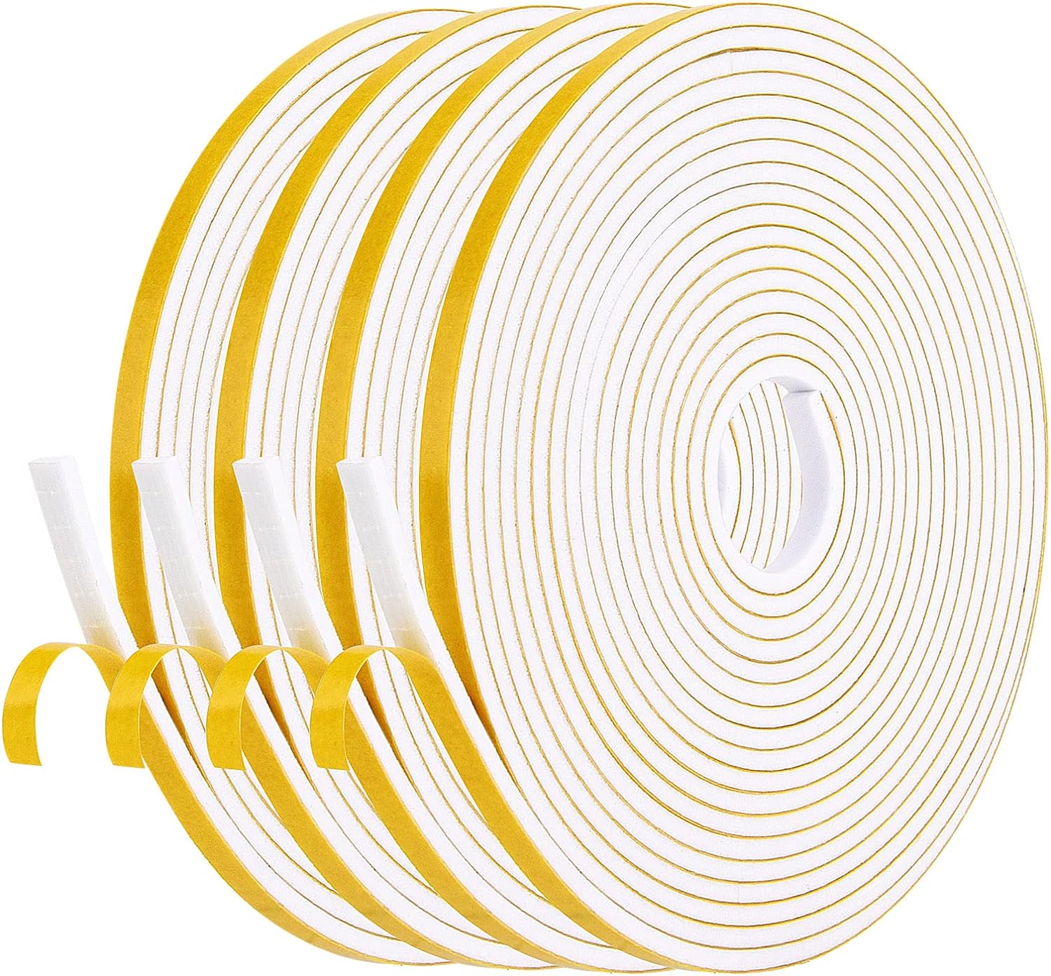 4 Rolls Draught Excluder Tape 6mm (W) X 3mm (T) 20M Long Draft