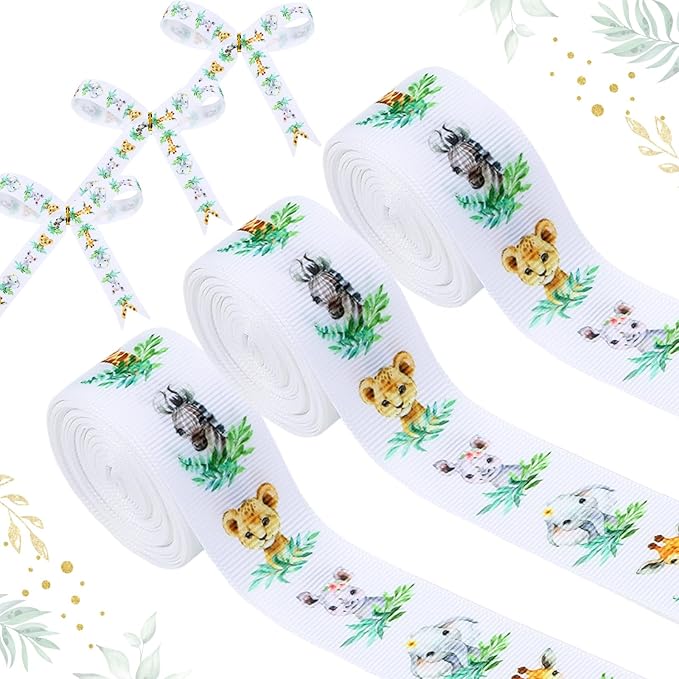 4 Rolls Forest Animal Theme Ribbons, 20 Yards Craft Ribbons for Wreath ...