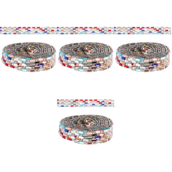 4 Rolls Glass Rhinestone Band Ribbon Stickers Craft Costumes