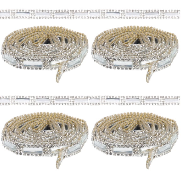 4 Rolls Glass Rhinestone Band Satin Rhinestones Costumes Bride