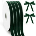 thumbnail image 1 of 4 Rolls Green Velvet Ribbon Set, 3/8 Inch 20-Yard Ribbon for Christmas Tree Ornaments, Wreath Decoration, Gift Wrapping, Bow Making, Handmade Crafts, 1 of 6