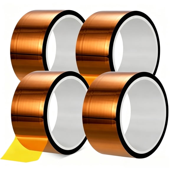 4 Rolls Heat Tape, High Temperature Polyimide Tape, 500F Heat Resistant Transfer Tape Adhesive for Soldering, Electrical Masking and 3D Printer Applications