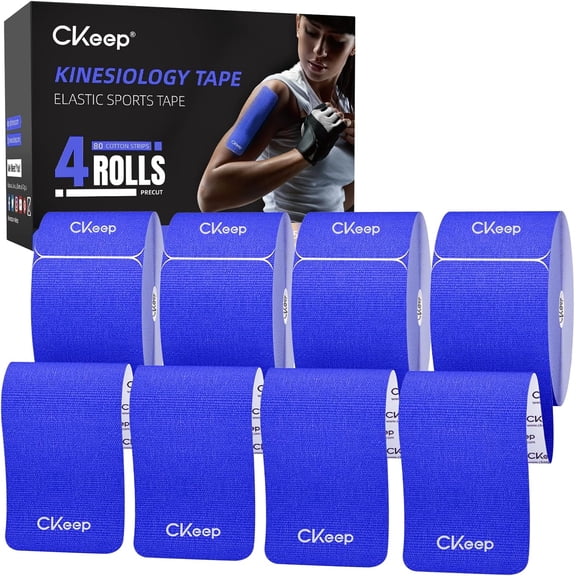 4 Rolls Kinesiology Tape, Original Cotton Elastic Athletic Tape, 20 Precut 10" Strips Each, Beige, Ideal for Muscle Support & Injury Prevention