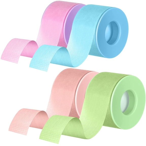 4 Rolls Lash Tape for Eyelash Extensions Breathable Eyelash Tape for Extensions Adhesive Microporous Lash 0.98 Inch x 3.9 Yard/Roll(Colorful)