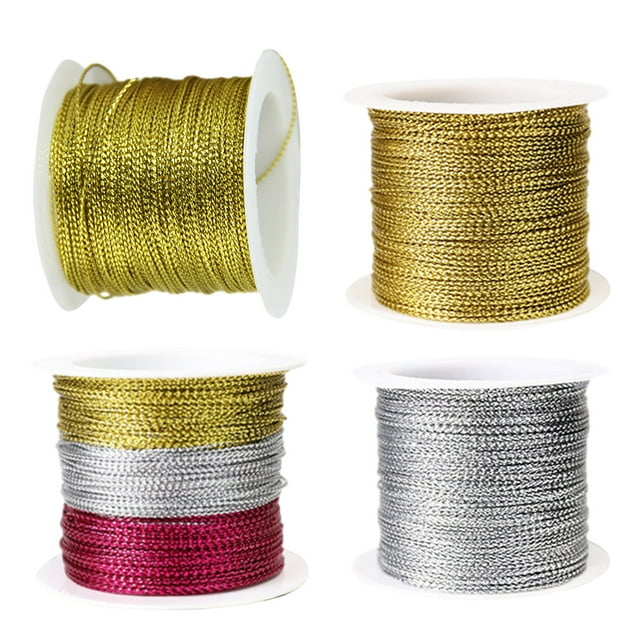4 Rolls Metallic Elastic Cords Stretch Cord Ribbon Metallic Tinsel Cord