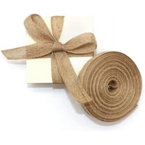 4 Rolls of Natural Burlap Fabric with Burlap Ribbon for Christmas Tree Gift Wrapping Wedding Event Party Home Bows Crafts Decoration, 11 Yards Long 0.8 inch Wide Each Roll (Natural)