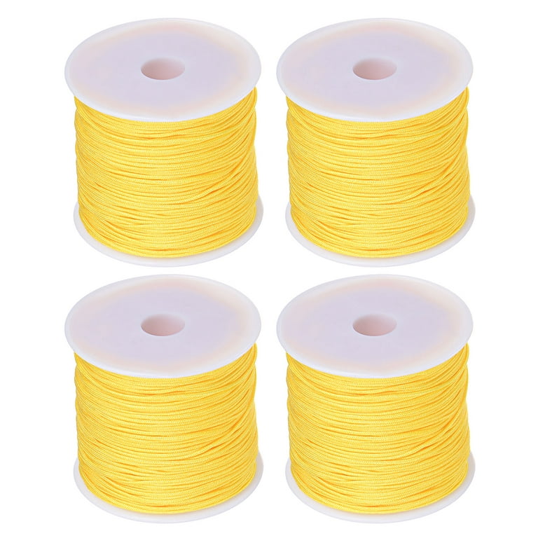 4 Rolls Nylon Beading Thread Knotting Cord 0.8mm 50 Yards Braided Nylon  Crafting Satin String, Bright Yellow 