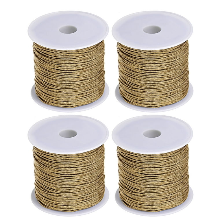 4 Rolls Nylon Beading Thread Knotting Cord 0.8mm 50 Yards Braided Nylon Crafting Satin String, Khaki, Women's, Size: 1 mm, Yellow