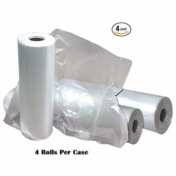 4 Rolls - Plastic Roll Bags for Fruits, Vegetable, Bread, Food Storage Clear Bags (12"x20")