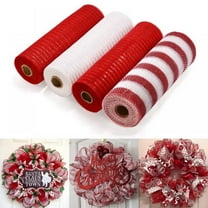 4 Rolls Poly Burlap Deco Mesh - Deco Poly Decorative Mesh Wrapping Ribbon with Foil Rolls for Home Door Wreath Decoration DIY Crafts Making