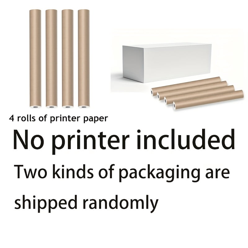 4 Rolls Of Printer Paper Sold Separately, Portable Thermal Printer with 10 Tattoo & 10 Folding, Inkless Thermal Printer Ideal for Office, Home, School