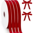 thumbnail image 1 of 4 Rolls Red Velvet Ribbon Set, 3/8 Inch 20-Yard Ribbon for Christmas Tree Ornaments, Wreath Decoration, Gift Wrapping, Bow Making, Handmade Crafts, 1 of 6