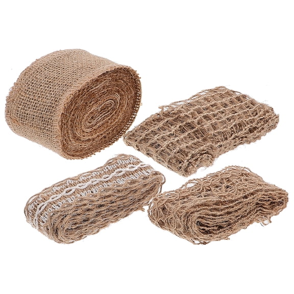4 Rolls Retro Twine Decoration Ribbon for Bows Floral Ribbon Weeding Ribbon Trim Burlap Ribbon for Present Wrapping