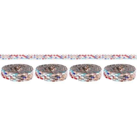 4 Rolls Rhinestone Mesh Decoration Glass Band Bridal Veil Cuff