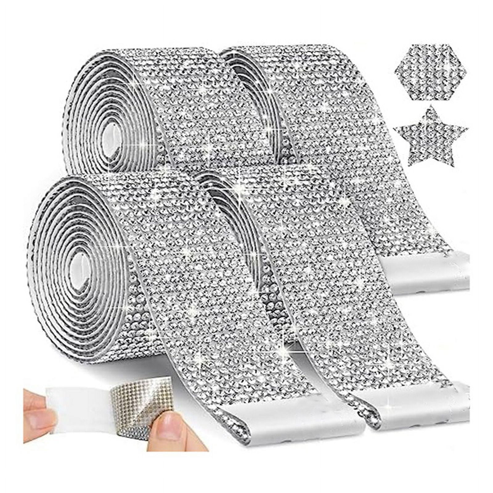 String Rinestones 4 Rolls Self Adhesive Rhinestone Strips, Rhinestone Ribbon Rhinestone ...