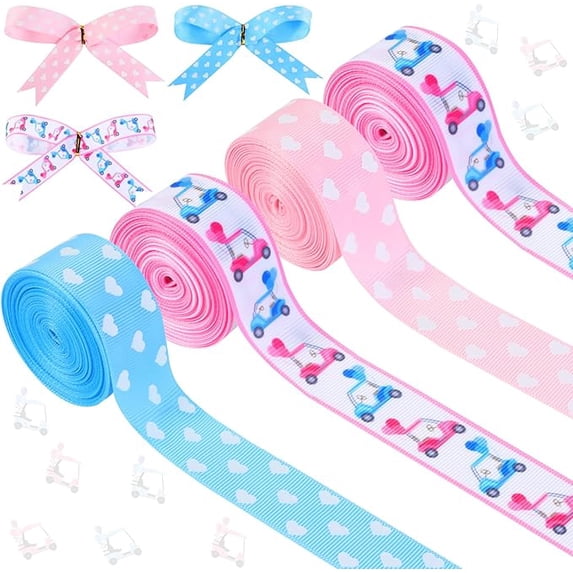 Two Ribbons Gift 4 Rolls Sports Golf Theme Ribbons, 20 Yards Craft Ribbons for Wreath ...