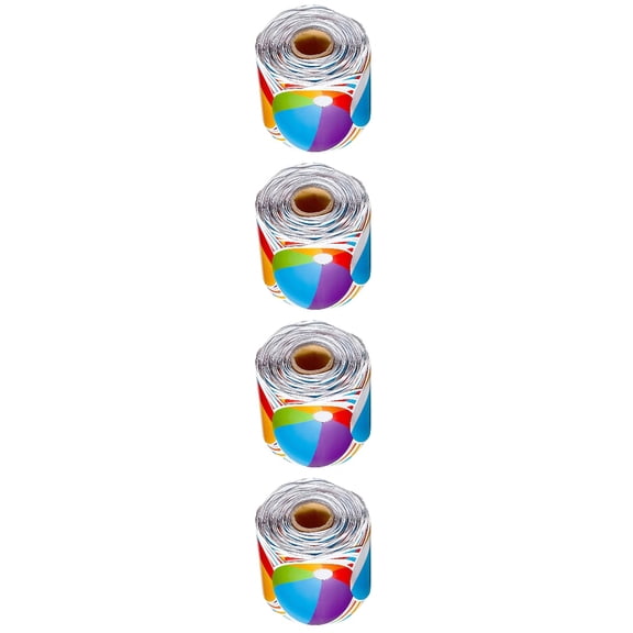 unbranded 4 Rolls  of Bulletin Board Border Sticker Colorful Beach Ball Sticker Beach Party Decorative Sticker