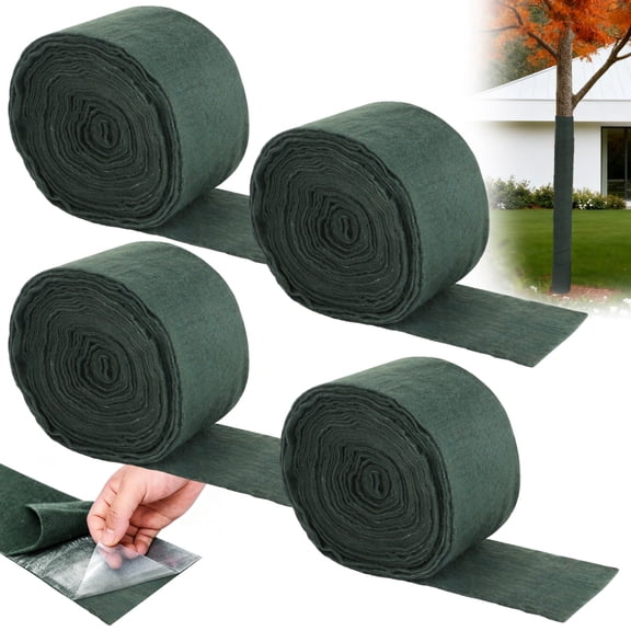 4 Rolls Tree Wraps, 4.7 in x 65.6 ft 3-layer Tree Trunk Protectors, Breathable Non-woven Plant Trunk Guards, Damaged Bark Wraps for Winter & Sun Protection, Easy to Install