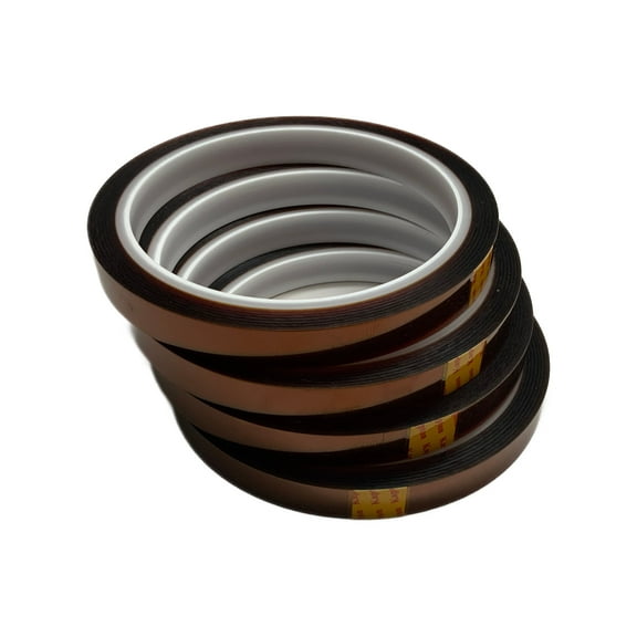 4 Rolls of 10mm x 30m Gold High Temperature Heat Resistant Polyimide Kapton Tape for Protecting CPU, PCB Circuit Boards