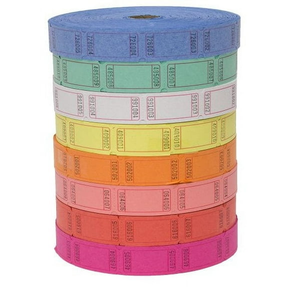 (4 Rolls of 2000 Tickets) 8,000 Total Blank Raffle Tickets (4 Assorted Colors)