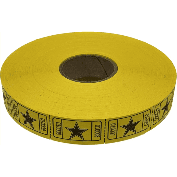 -(4) Rolls of Star Tickets (2000ct per Single roll) Consecutively Numbered Raffle Tickets-Randoom Colors Shipped$$Office