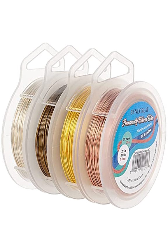 4 Rolls x 21 yard Copper Wire 23 gauge Sliver Gold Wire Jewelry Beading Wire for Necklace Bracelet Making