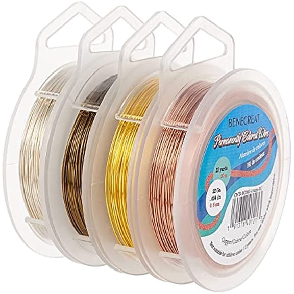 4 Rolls x 21 yard Copper Wire 23 gauge Sliver Gold Wire Jewelry Beading Wire for Necklace Bracelet Making