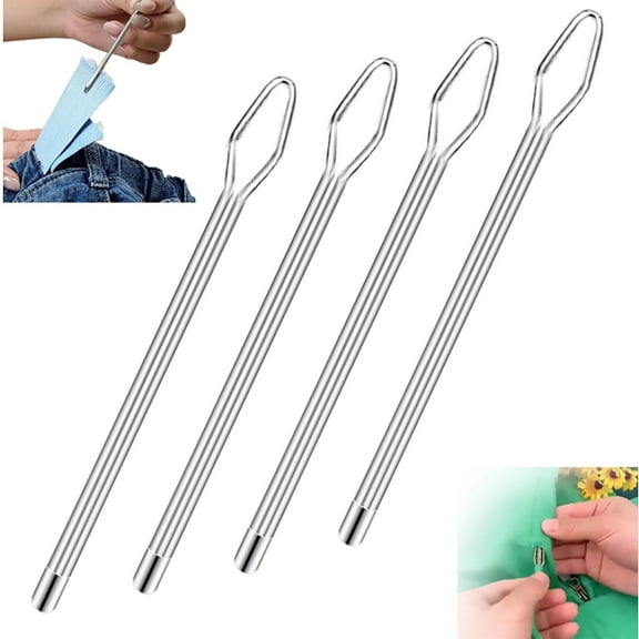 4* Rope Threader,Diy Rope Threader Clip Drawstring Threader Tool Set Stainless Sewing Loop Turner Hooks With Easy Rope Threader Clips For Jackets Coats Pants Hoodies Shorts Sweaters