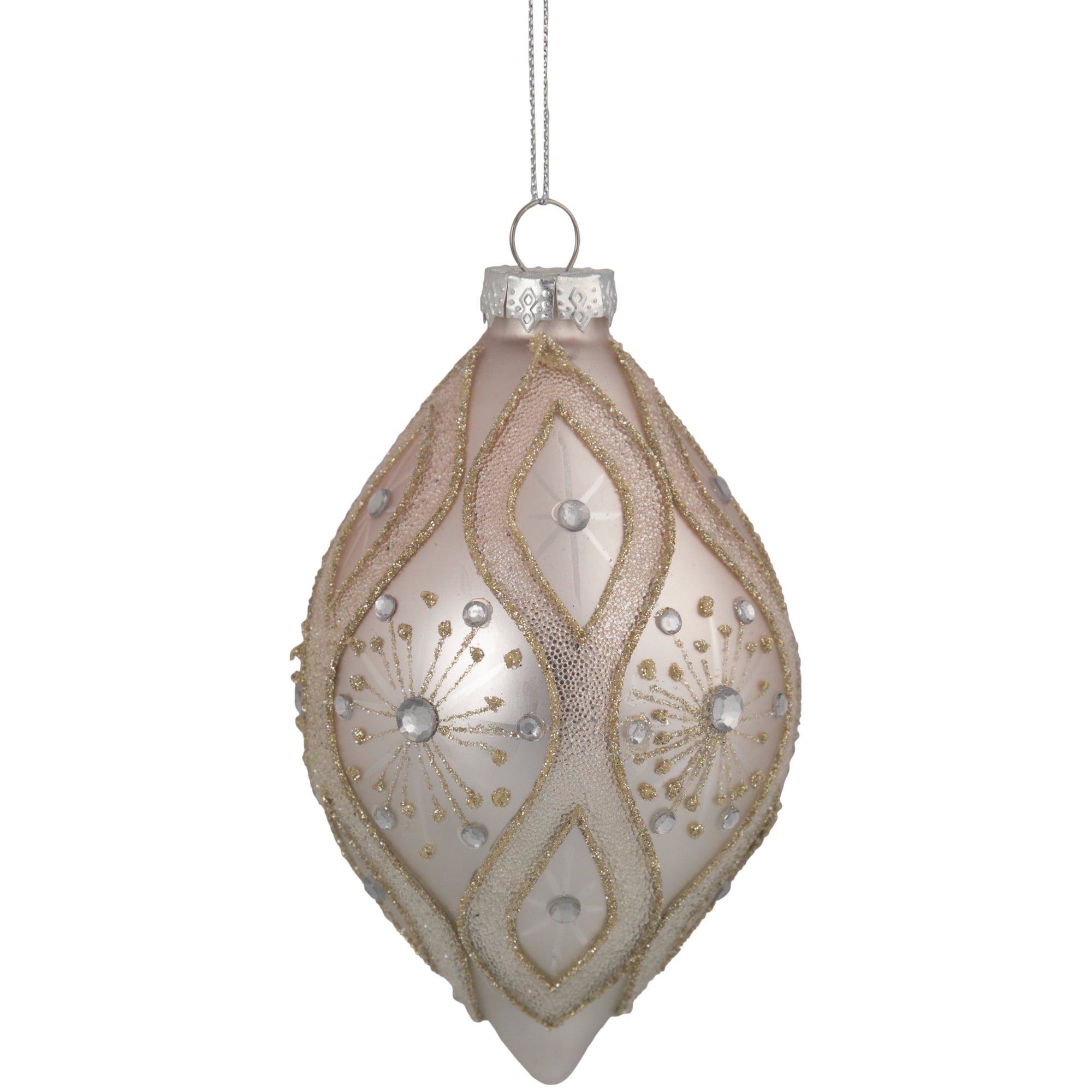 4" Rose Gold Retro Ombre Glass Finial Christmas Ornament (100mm)