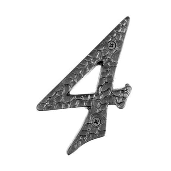 4'' Rough Iron Address Number 4 - Black