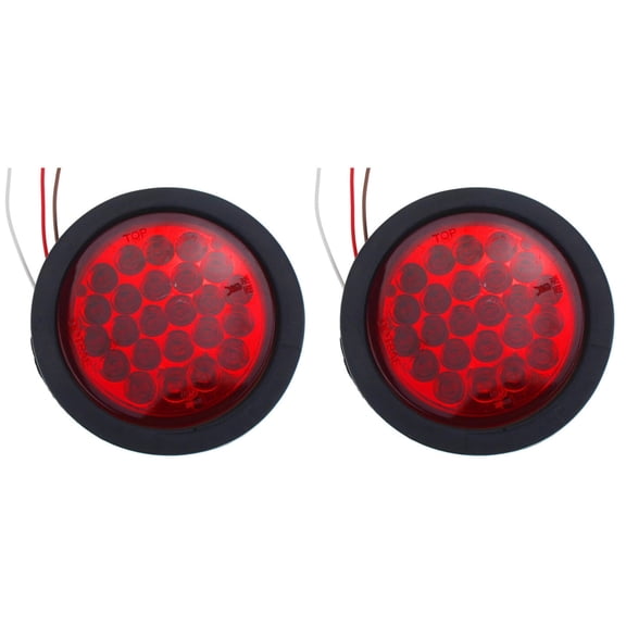 4" Round 24 LED Stop Turn Signal Brake Marker Running Light IP67 2x Red