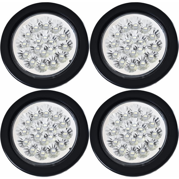 4" Round 24 LED Stop Turn Tail Reverse Backup Parking Lights 4x White only Light