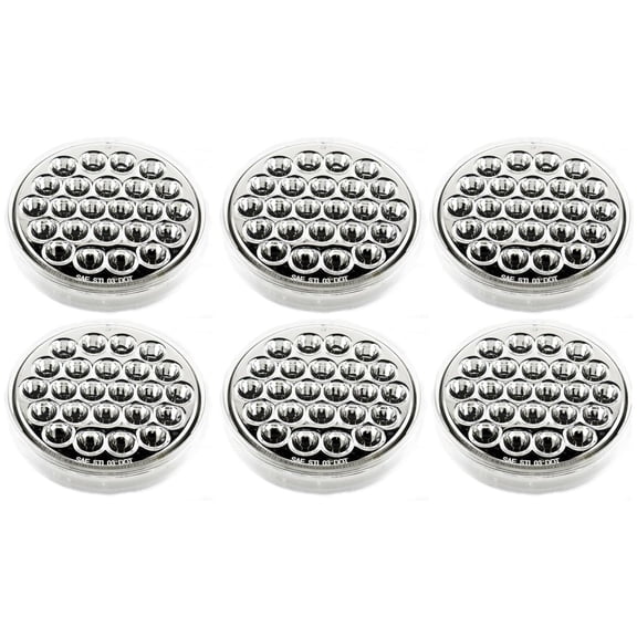 4" Round 24 LED Stop Turn Tail Reverse Backup Parking Lights 6x White only Light