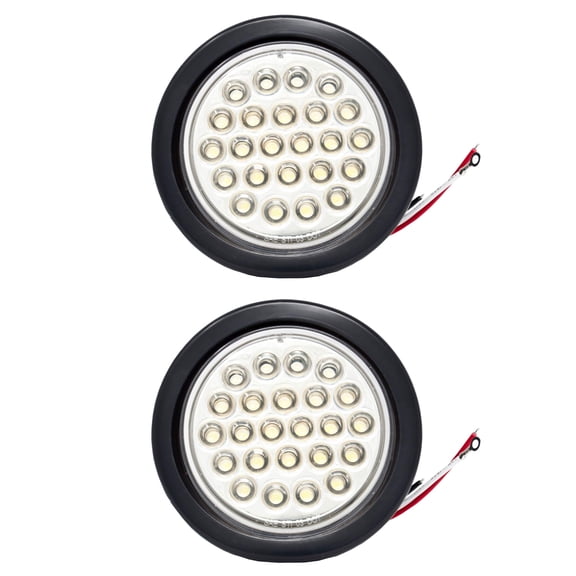 4" Round 24 LED Stop Turn Tail Reverse Backup Parking Running Light 2x White Kit