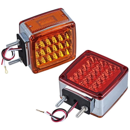 4" Round 34 LED Red Amber Reflector Double Face Turn Signal Truck Semi RV