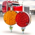 thumbnail image 1 of 4" Round 48 LED Pedestal Fender Light Set for 80" Wide Semi-Truck[DOT FMVSS-108][SAE I6P / S2(3)TI6][Single Stud]Amber/Red Pedestal Mount Fender Lights Kenworth International Peterbilt Freightliner, 1 of 8